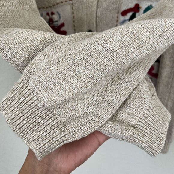 Alfred Dunner Knit Cardigan Sweater Sz L Novelty Floral Embroidered‎ Ice Skating - Picture 8 of 16